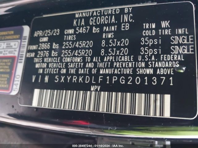 5XYRKDLF1PG201371 KIA Sorento Sx Prestige