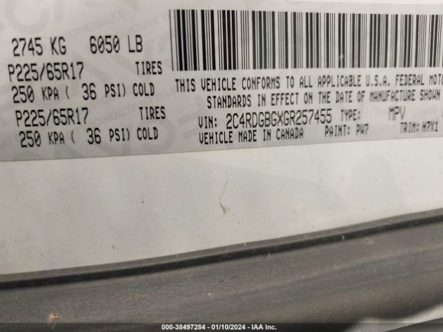2C4RDGBGXGR257455 Dodge Grand Caravan Se