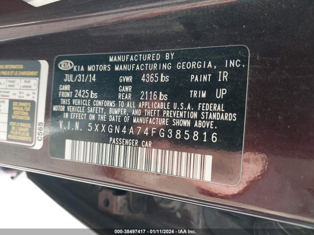 KIA OPTIMA EX 2015 5XXGN4A74FG385816 Image 9
