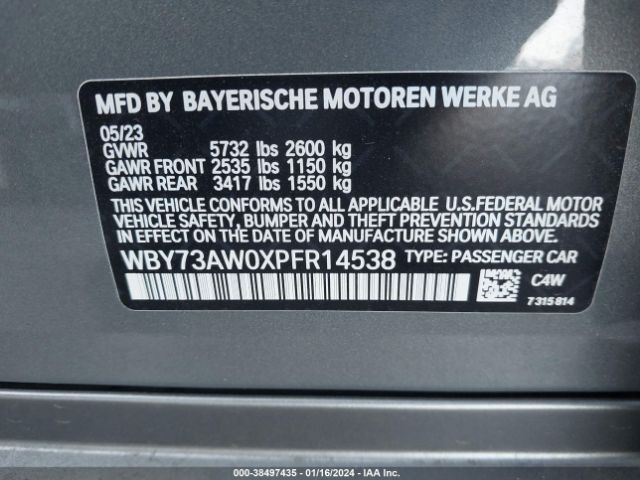 WBY73AW0XPFR14538 BMW I4 Edrive40
