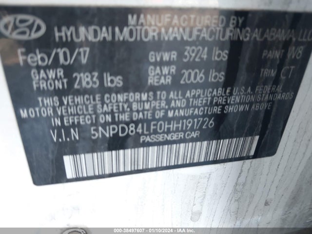Hyundai Elantra Value Edition 2017 5NPD84LF0HH191726 Image 9
