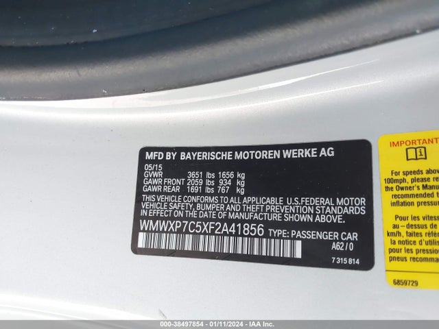 2015 MINI HARDTOP WMWXP7C5XF2A41856 Photo 8