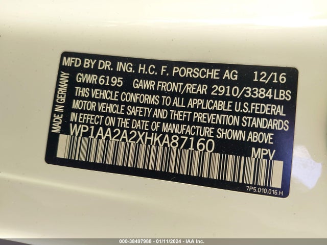 2017 PORSCHE CAYENNE WP1AA2A2XHKA87160 Photo 8