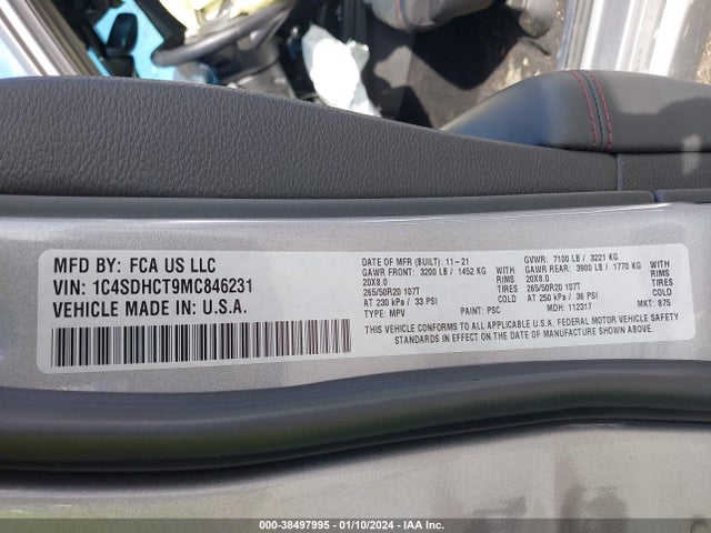 Dodge Durango R/t Rwd 2021 1C4SDHCT9MC846231 Image 9