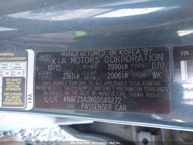 KNAFZ5A3XG5546272 KIA FORTE SX
