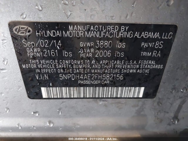 Hyundai dohc mpi nu 2015 5NPDH4AE2FH582156 Image 21