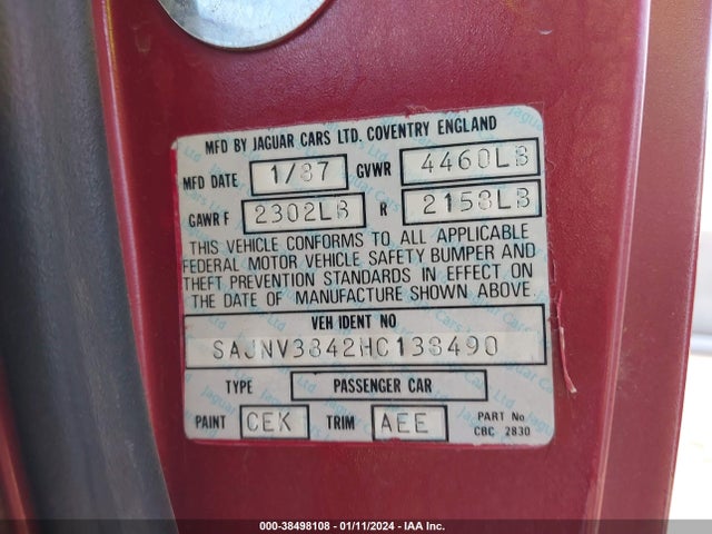1987 JAGUAR XJSC SAJNV3842HC138490 Photo 8