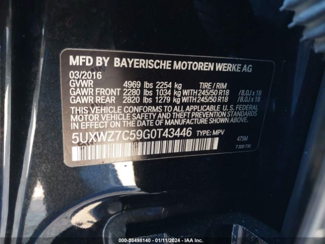 5UXWZ7C59G0T43446 BMW X3 Sdrive28i