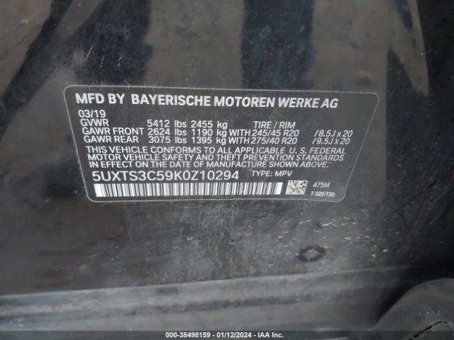 5UXTS3C59K0Z10294 BMW X3 M40i