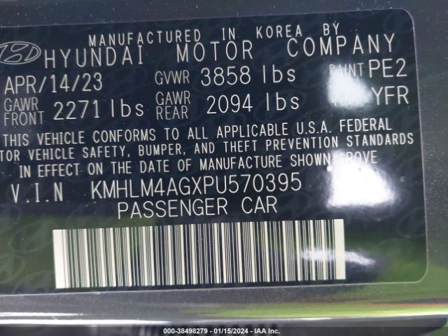 KMHLM4AGXPU570395 Hyundai ELANTRA SEL