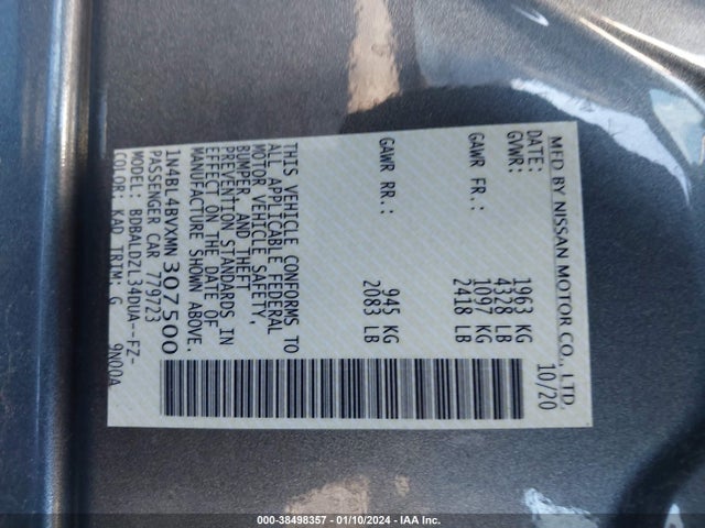 Nissan Altima S Fwd 2021 1N4BL4BVXMN307500 Image 9
