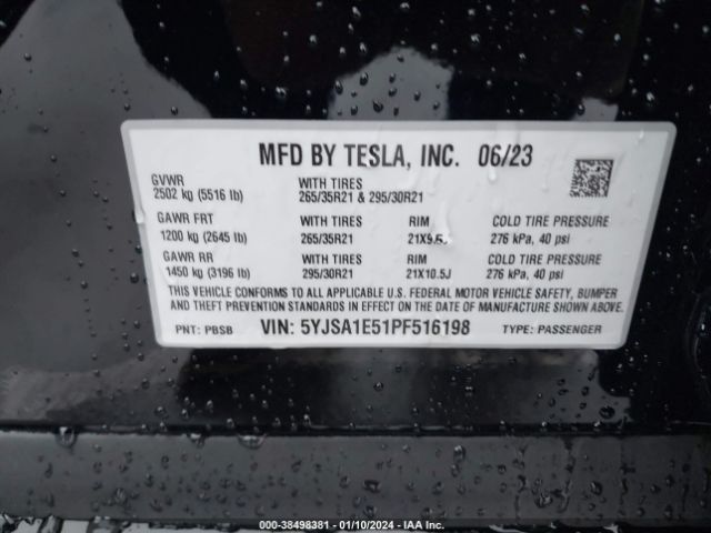 5YJSA1E51PF516198 Tesla Model S Dual Motor All-wheel Drive/standard Range