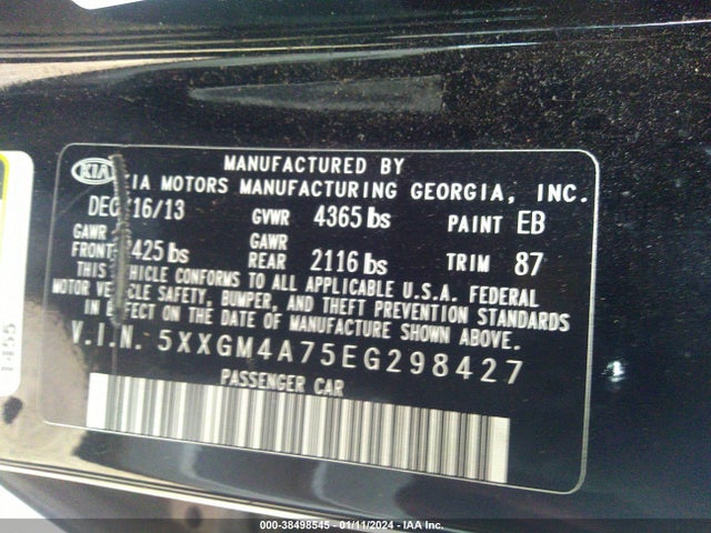 KIA Optima Lx 2014 5XXGM4A75EG298427 Image 9