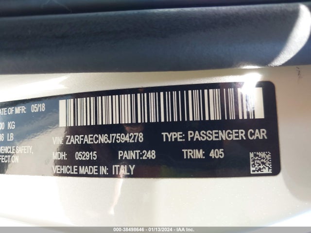 ZARFAECN6J7594278 Alfa Romeo Giulia Ti Sport Rwd