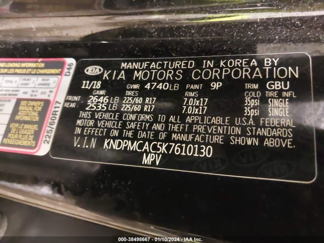 KIA Sportage Lx 2019 KNDPMCAC5K7610130 Image 9