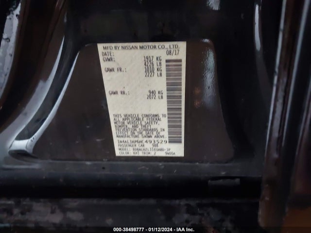 Nissan Altima 2.5 Sr 2017 1N4AL3AP6HC493529 Image 9