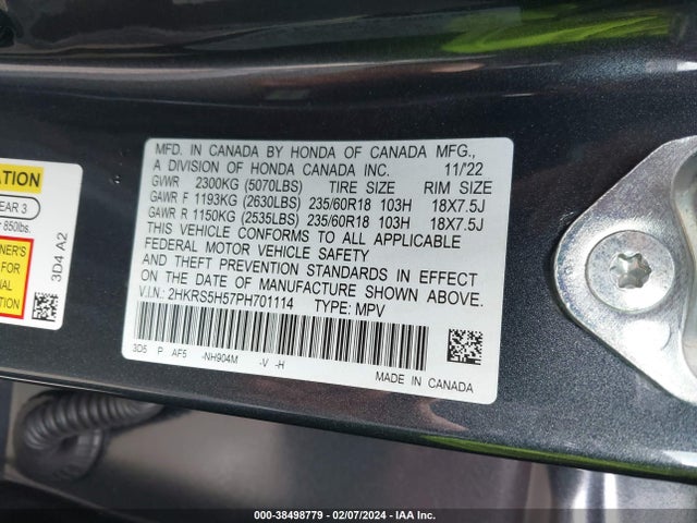 Honda Cr-v Hybrid Sport 2023 2HKRS5H57PH701114 Image 9