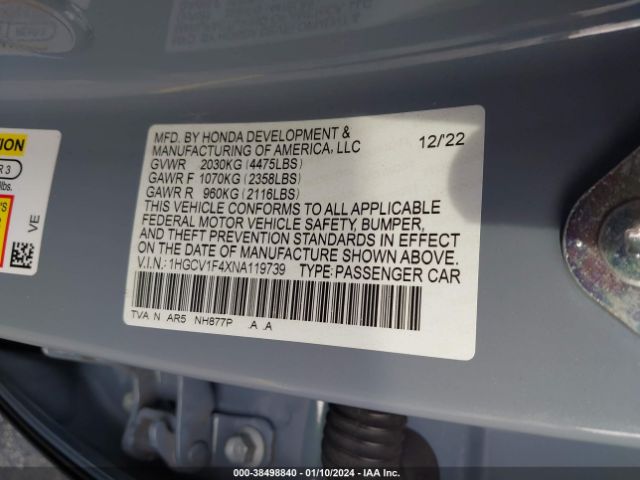 1HGCV1F4XNA119739 Honda Accord Sport Special Edition