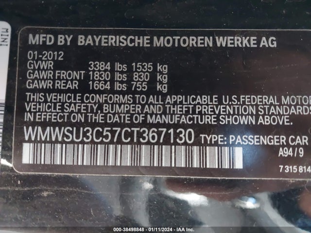 2012 MINI COOPER WMWSU3C57CT367130 Photo 8