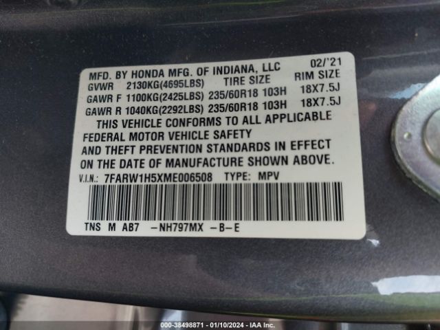 7FARW1H5XME006508 Honda Cr-v 2wd Ex