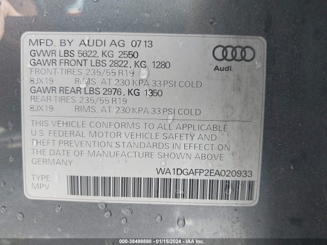 WA1DGAFP2EA020933 Audi Q5 3.0t Premium Plus