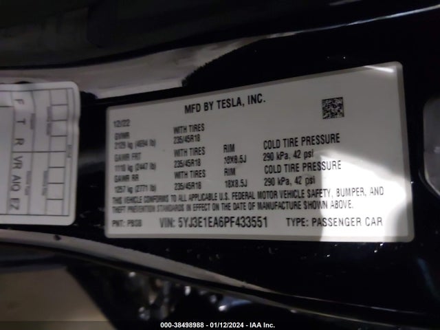 2023 TESLA MODEL 3 5YJ3E1EA6PF433551 Photo 8
