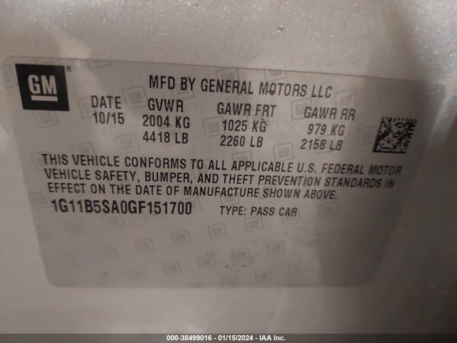 Chevrolet Malibu Limited Ls 2016 1G11B5SA0GF151700 Image 9