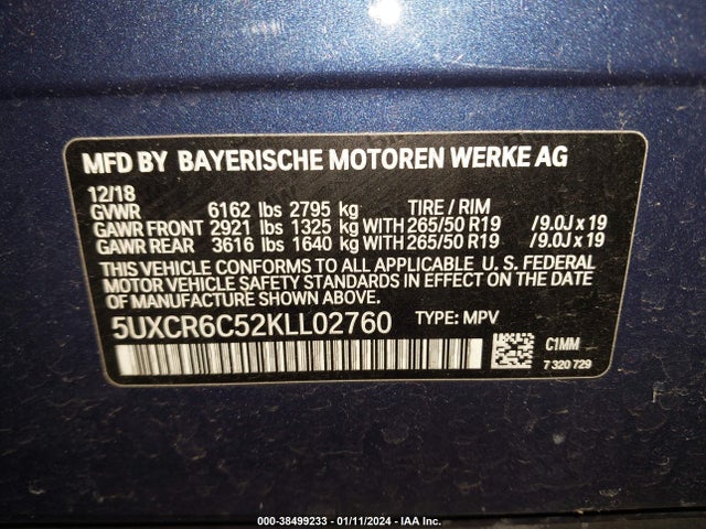 5UXCR6C52KLL02760 BMW X5 Xdrive40i