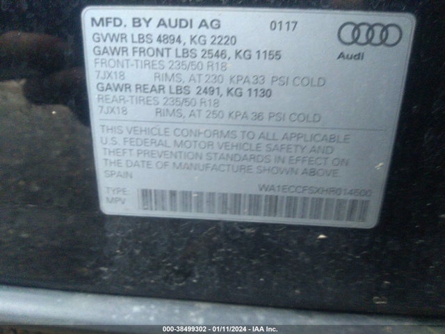 WA1ECCFSXHR014500 Audi Q3 2.0t Premium
