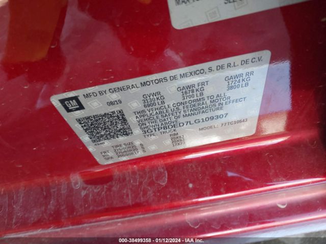 3GTP8DED7LG109307 GMC Sierra 1500 2wd  Short Box Slt