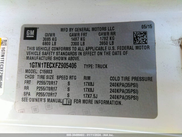 GMC SIERRA 1500 2015 1GTN1TECXFZ905406 Image 9