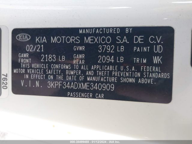 2021 KIA FORTE 3KPF34ADXME340909 Photo 8