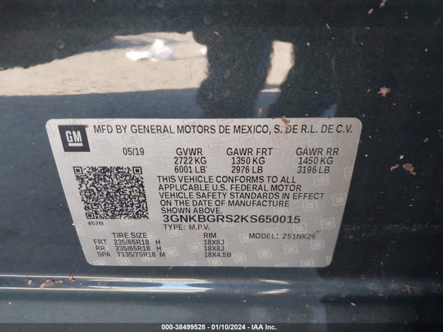Chevrolet Blazer 2019 3GNKBGRS2KS650015 Image 9