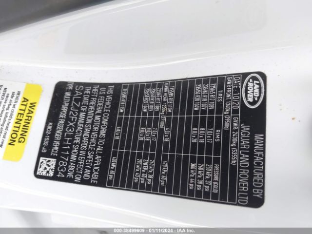 SALZJ2FX3LH117834 Land Rover Range Rover Evoque S
