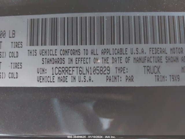 RAM 1500 Big Horn  4x2 5'7 Box 2020 1C6RREFT6LN105829 Image 9