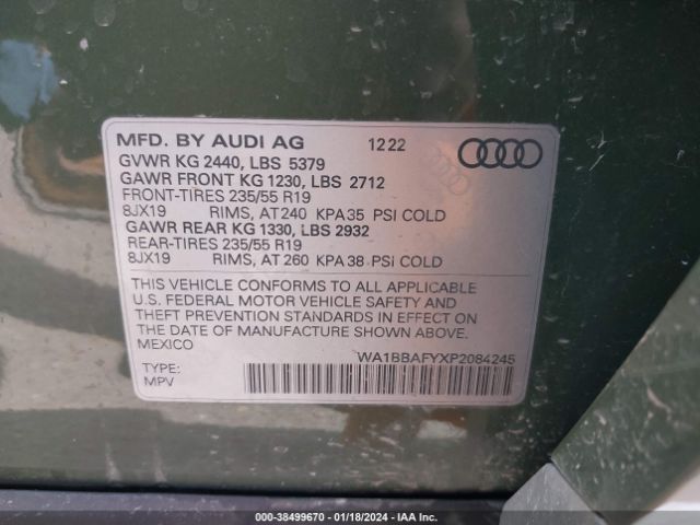 WA1BBAFYXP2084245 Audi Q5 Premium Plus 40 Tfsi Quattro S Tronic