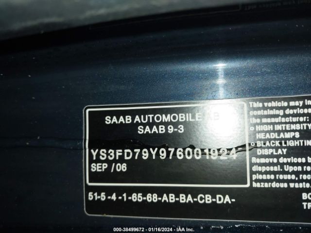 2007 SAAB 9-3 YS3FD79Y976001924 Photo 8