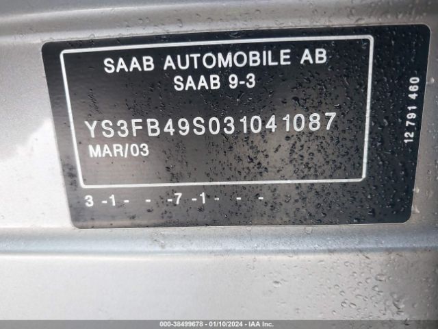 2003 SAAB 9-3 YS3FB49S031041087 Photo 8