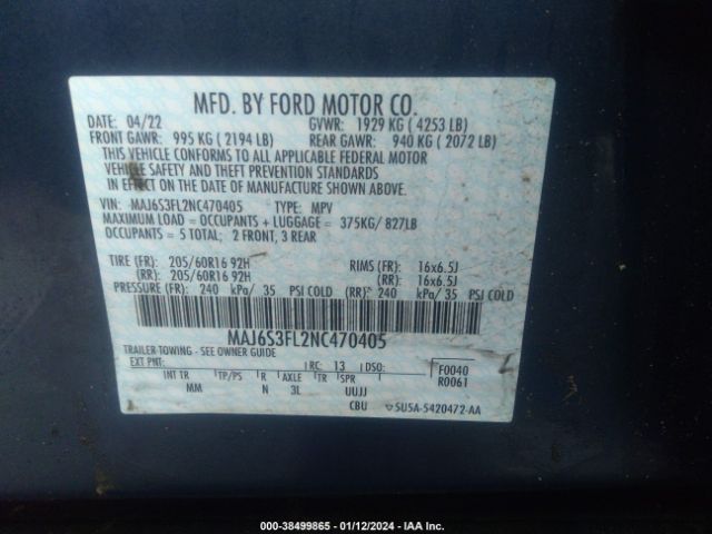MAJ6S3FL2NC470405 Ford ECOSPORT S