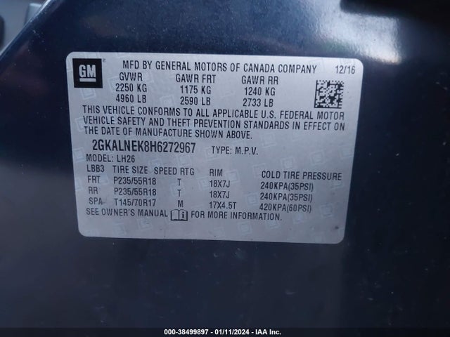 GMC Terrain Sle-2 2017 2GKALNEK8H6272967 Image 9