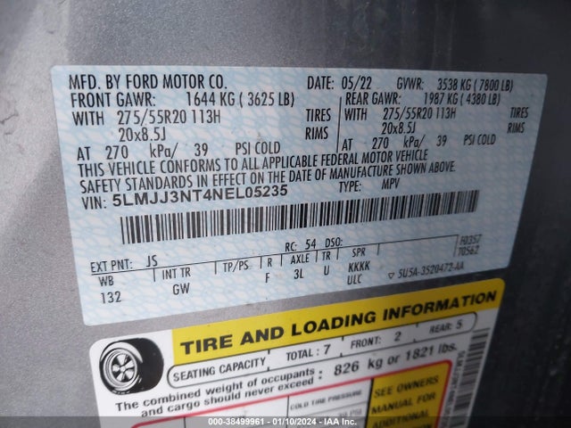 5LMJJ3NT4NEL05235 Lincoln Navigator Standard L