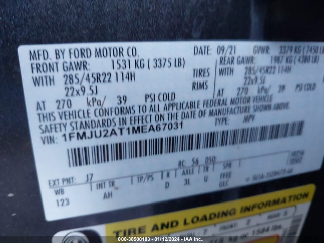 Ford Expedition Limited 2021 1FMJU2AT1MEA67031 Image 9