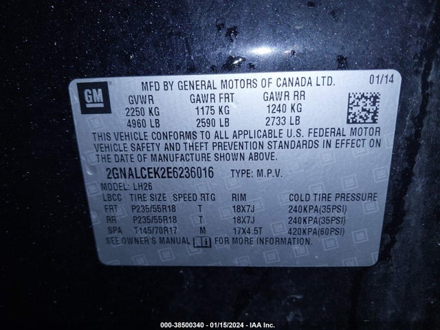 Chevrolet Equinox 2lt 2014 2GNALCEK2E6236016 Image 9