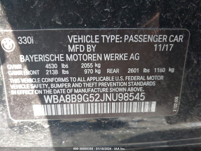 BMW 330I 2018 WBA8B9G52JNU98545 Image 9