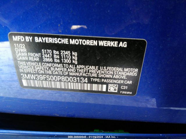 3MW39FS00P8D03134 BMW 3 Series 330e Xdrive