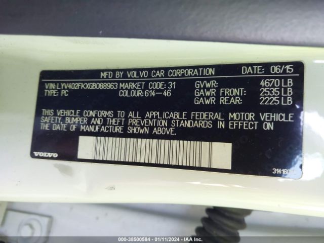 LYV402FKXGB088963 Volvo S60 Inscription T5 Drive-e Premier