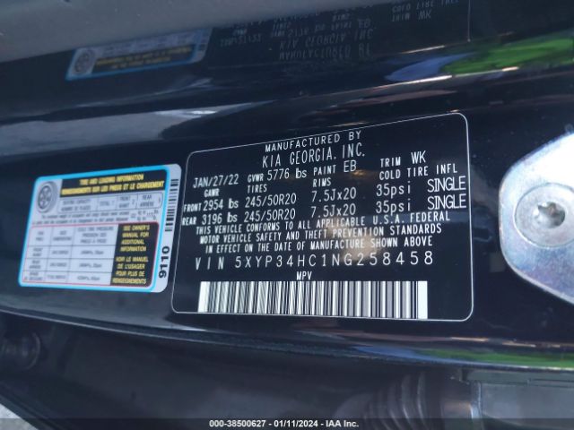 5XYP34HC1NG258458 KIA Telluride Ex