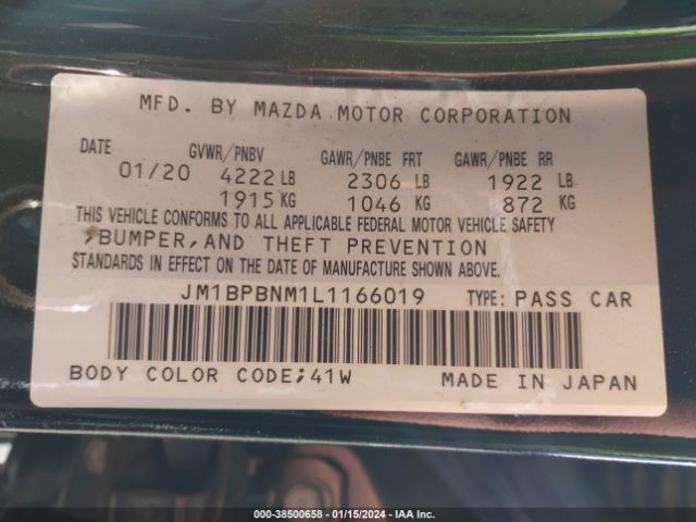 JM1BPBNM1L1166019 Mazda Mazda3 Premium Package