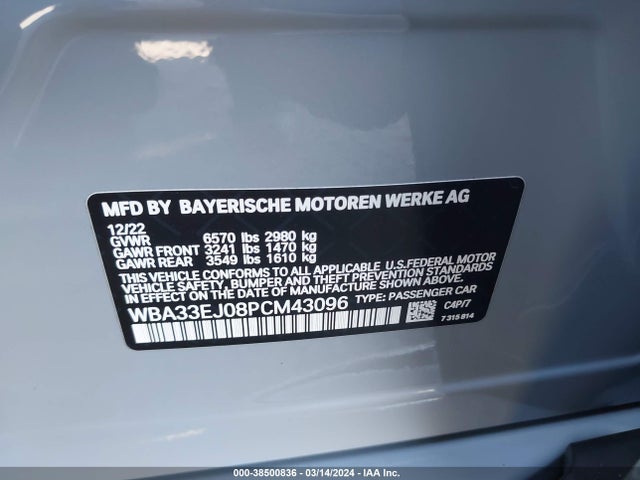 BMW 760i Xdrive 2023 WBA33EJ08PCM43096 Image 9