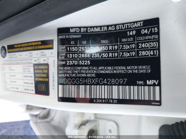 WDCGG5HBXFG428097 Mercedes-Benz GLK 350